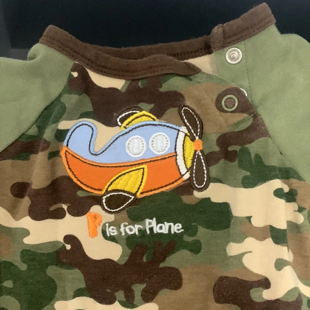 Boys camo plane onesie